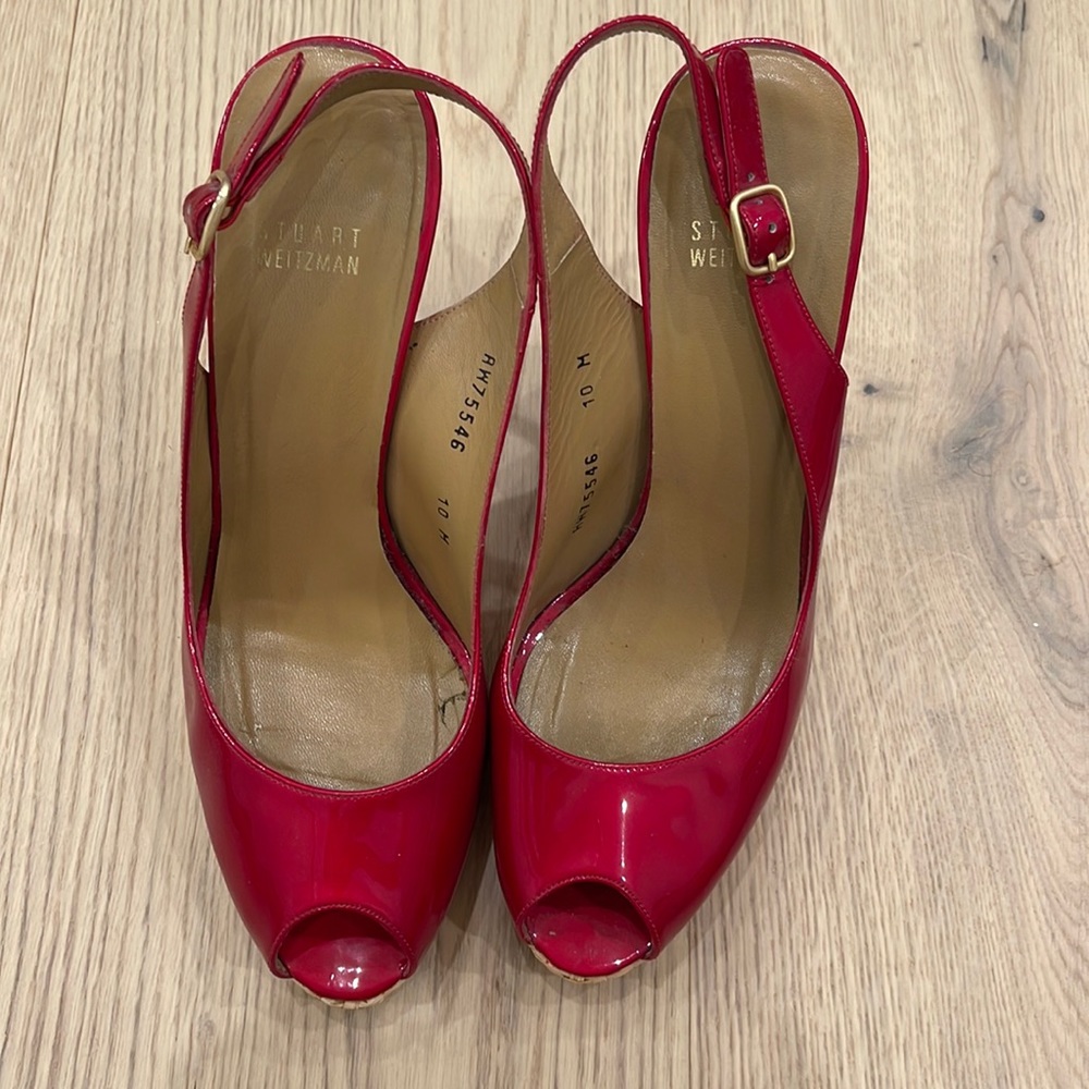 Patent Red Stuart Weitzman Heels Slingback! - image 1